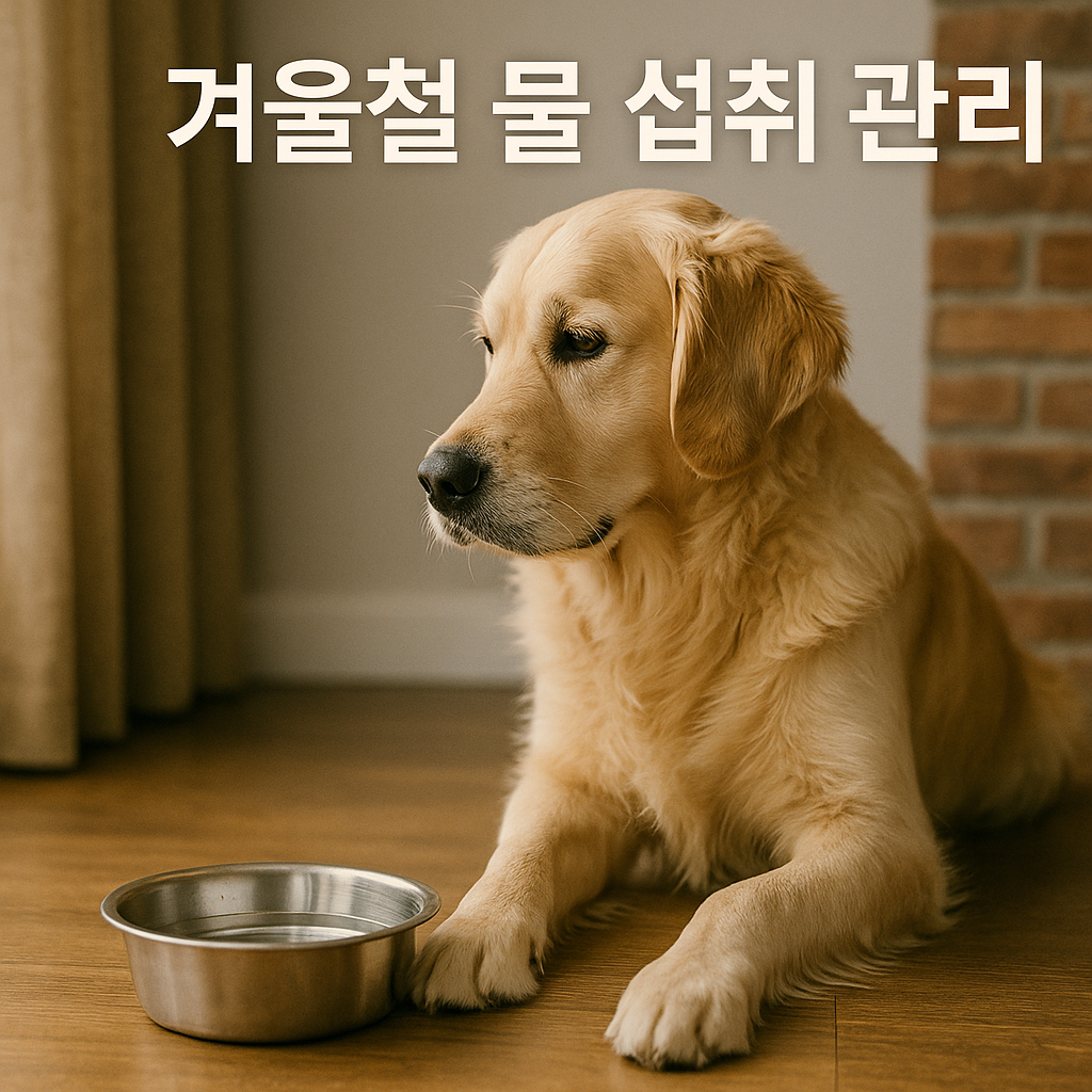 겨울철 물첩취 관리 실사형 강아지 이미지