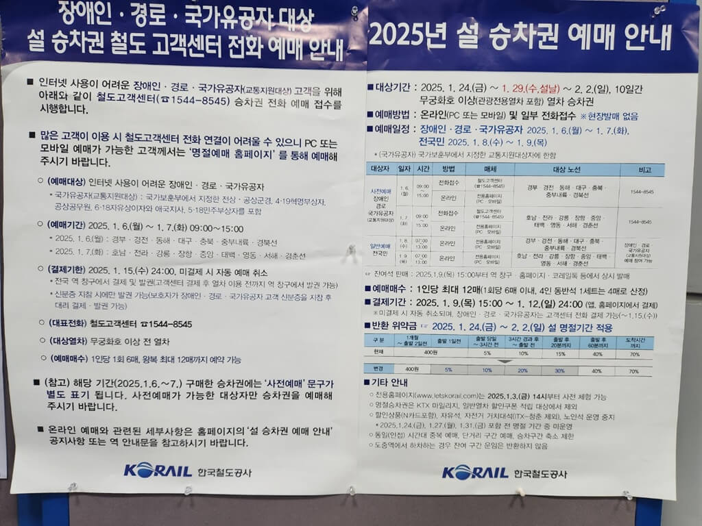 2025 설 승차권 예매