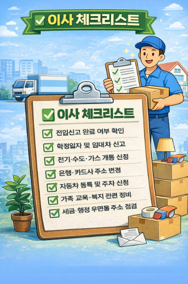 이사 후 반드시 해야 할 행정 절차 체크리스트-전입신고 이후 놓치기 쉬운 필수 행정 정리
