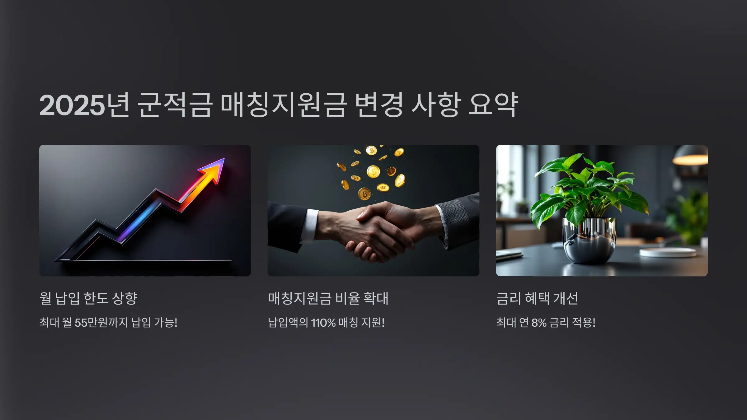 2025년 군적금 매칭지원금 변경 사항 요약