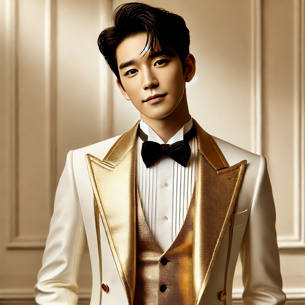 김용빈의 화이트 &amp;골드 슈트스타일