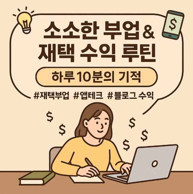 소소한 부업 &amp; 재택 수익 루틴 &ndash; 하루 10분의 기적 (재택부업, 앱테크, 블로그 수익)