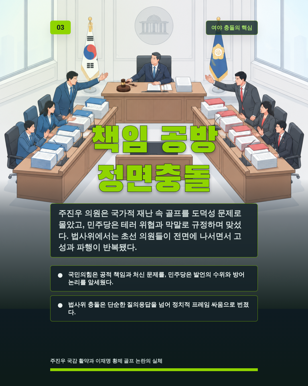 책임 공방 정면충돌
