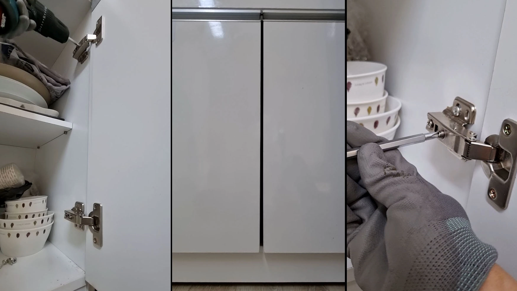경첩 교체 완료 모습