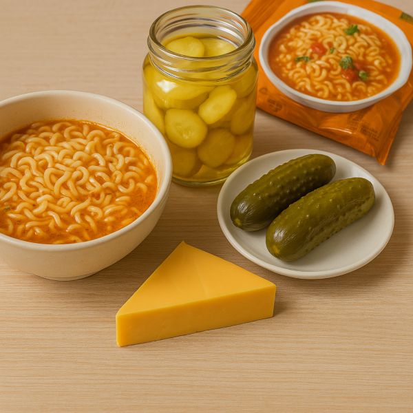 소금이 많이 함유된 음식(라면, 절임식품, 가공 치즈)