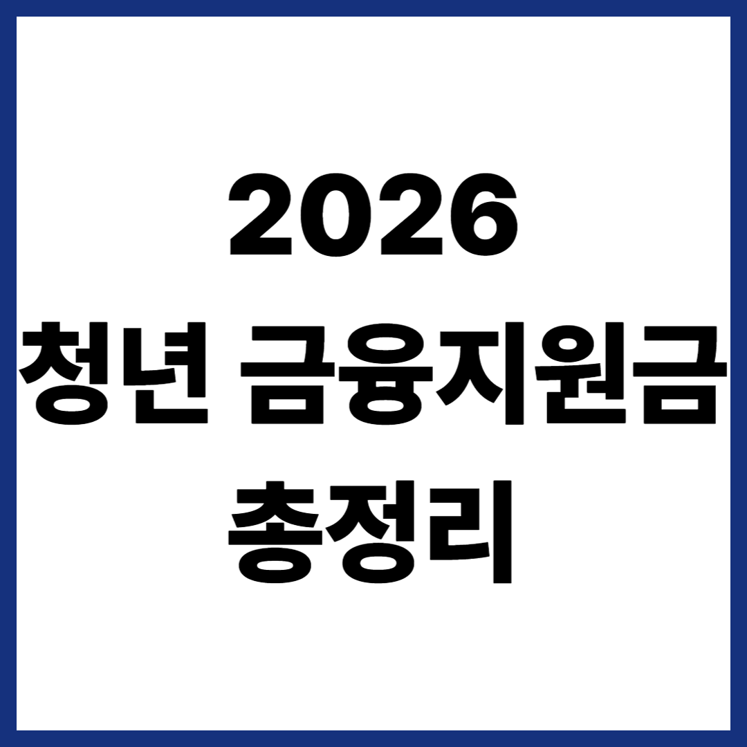 2026 청년 금융지원금 한눈에