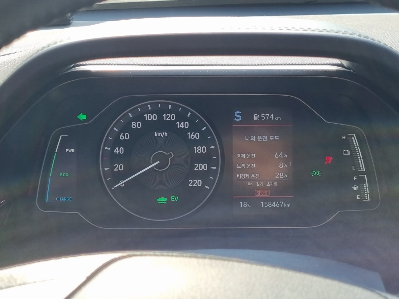 엔진을 수시로 깨우는 비경제운전을 했습니다. 일부러요.