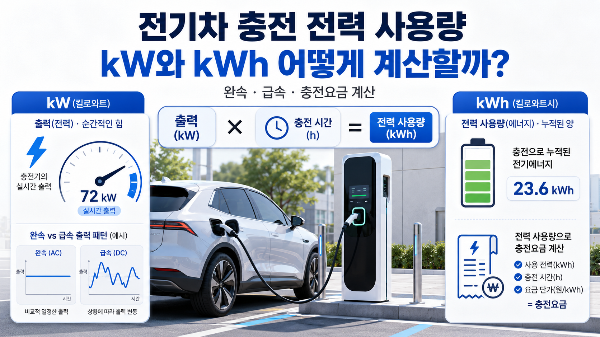 전기차 충전 전력 사용량의 kW와 kWh 차이와 계산 방식 안내