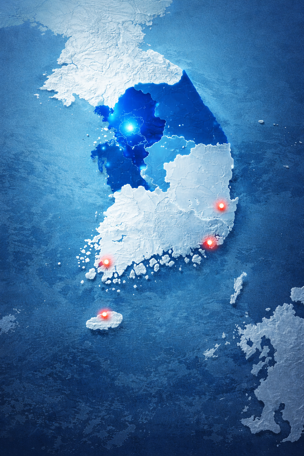 국내 데이터센터 주요 입지를 표시한 대한민국 지도