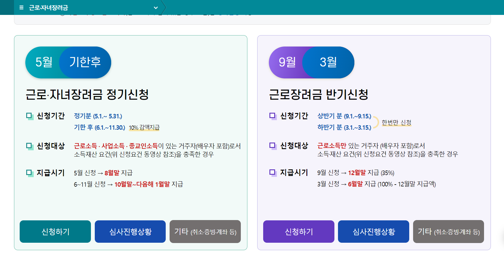 근로장려금 반기신청