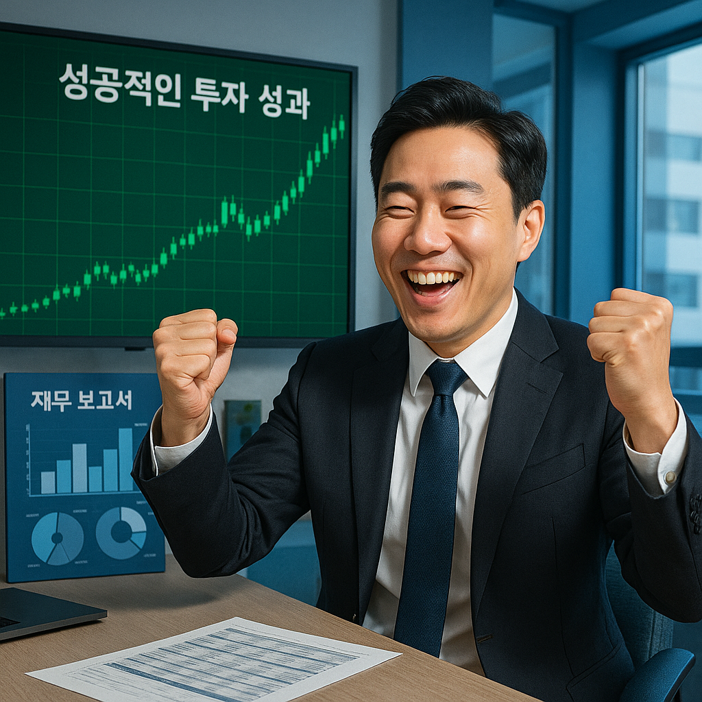 성공적 투자 사례를 축하하는 장면으로 동기부여1