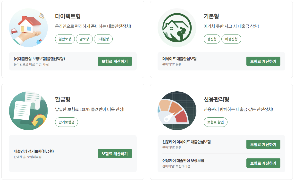 대출안심-보장보험-종류