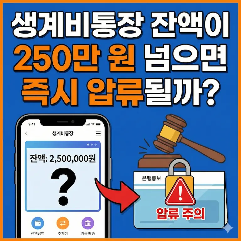 생계비통장 잔액이 250만 원 넘으면 즉시 압류될까?