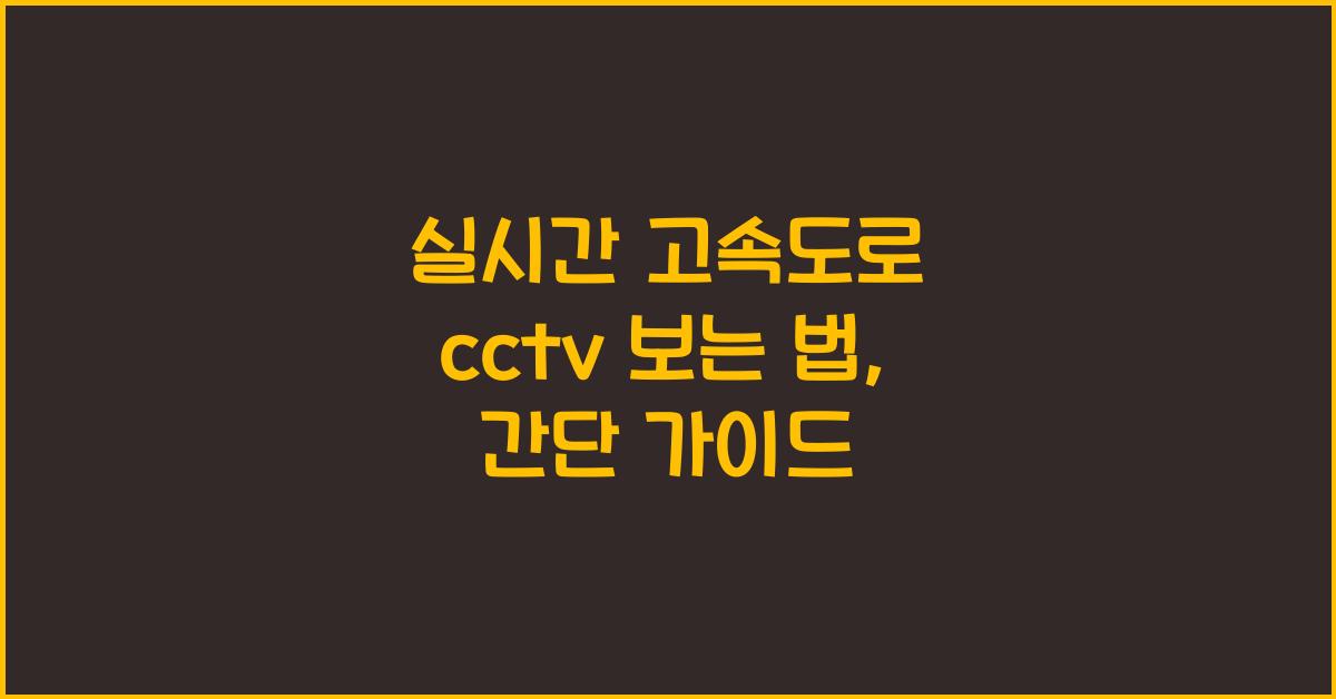 실시간 고속도로 cctv 보는 법