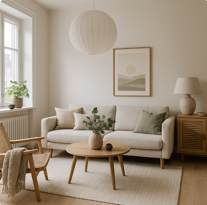 북유럽 스타일 거실 이미지