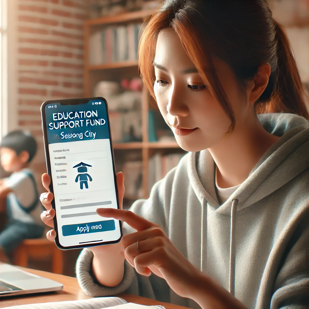 세종시 입학지원금 받기위해 앱 설치 하는 모습