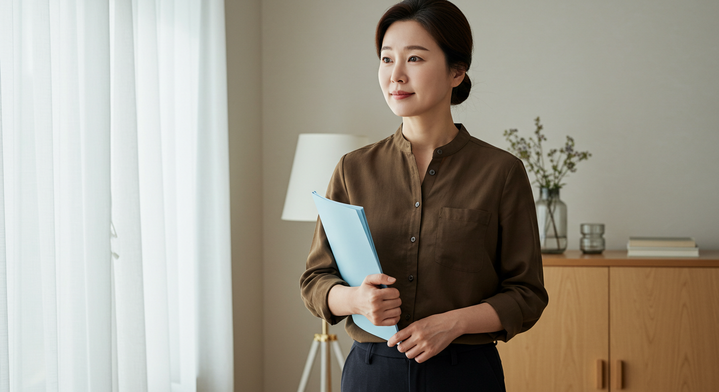 중년여성 봄 데일리룩