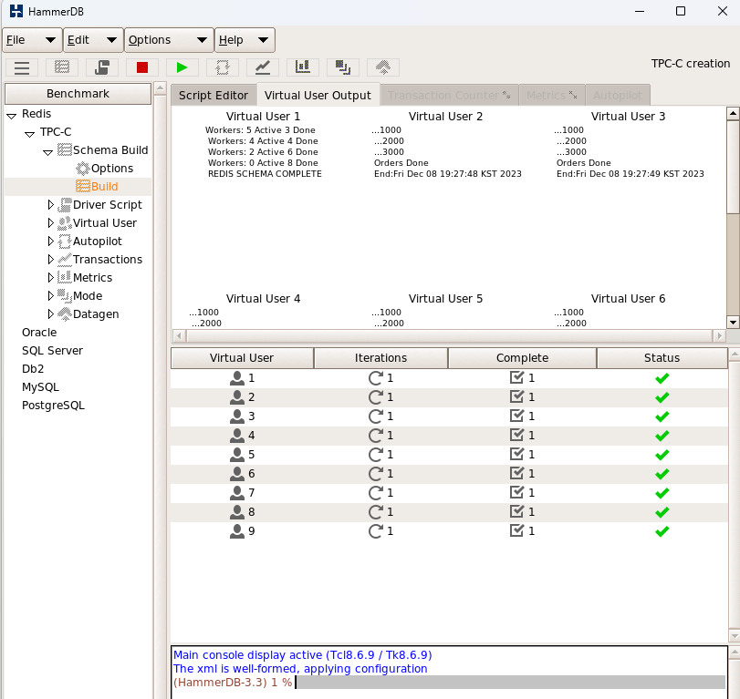 Building the Schema 모두 완료된 화면