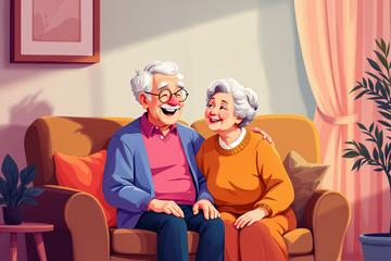 기초연금 혜택으로 행복해하는 노부부