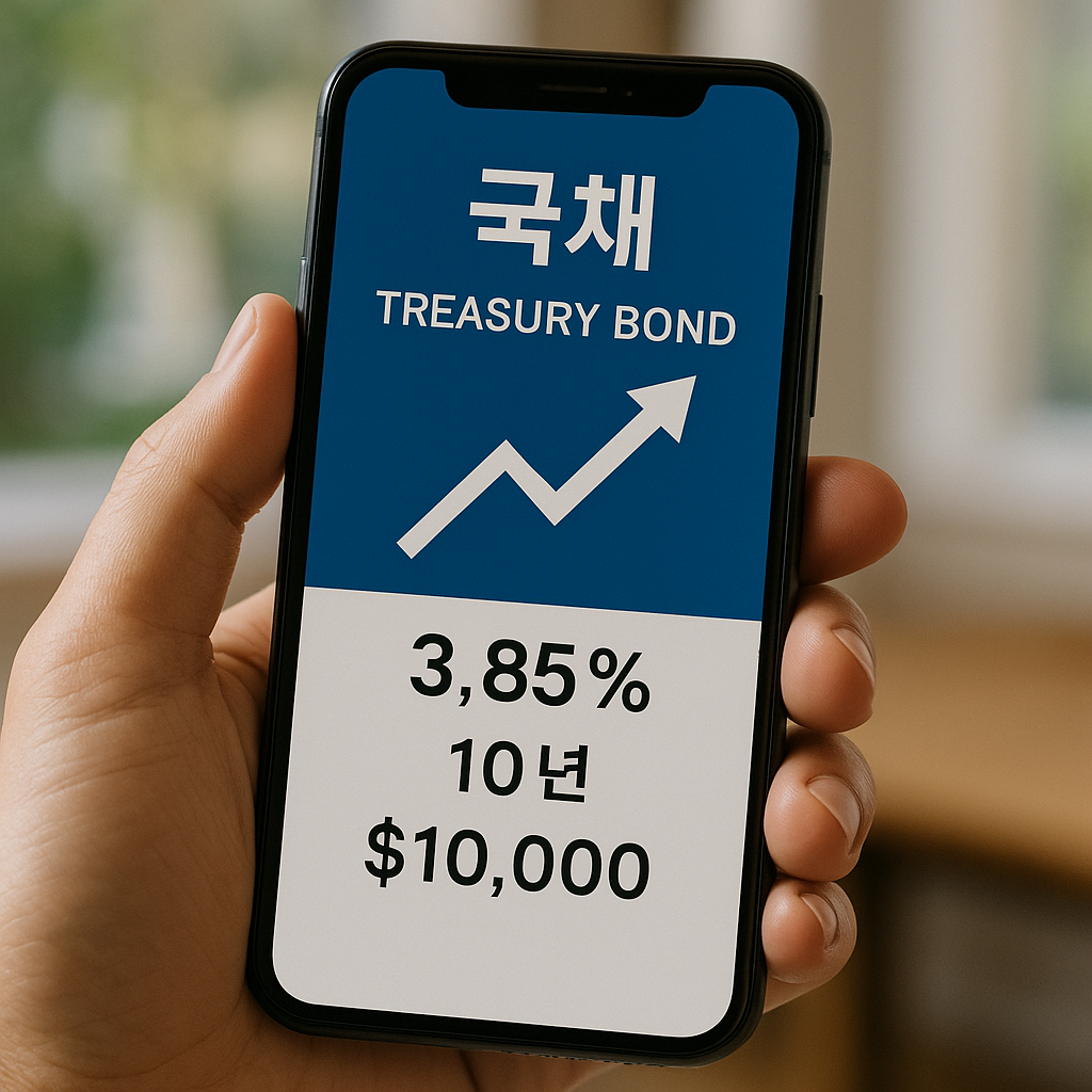 스마트폰 화면에 국채 상품이 표시된 장면