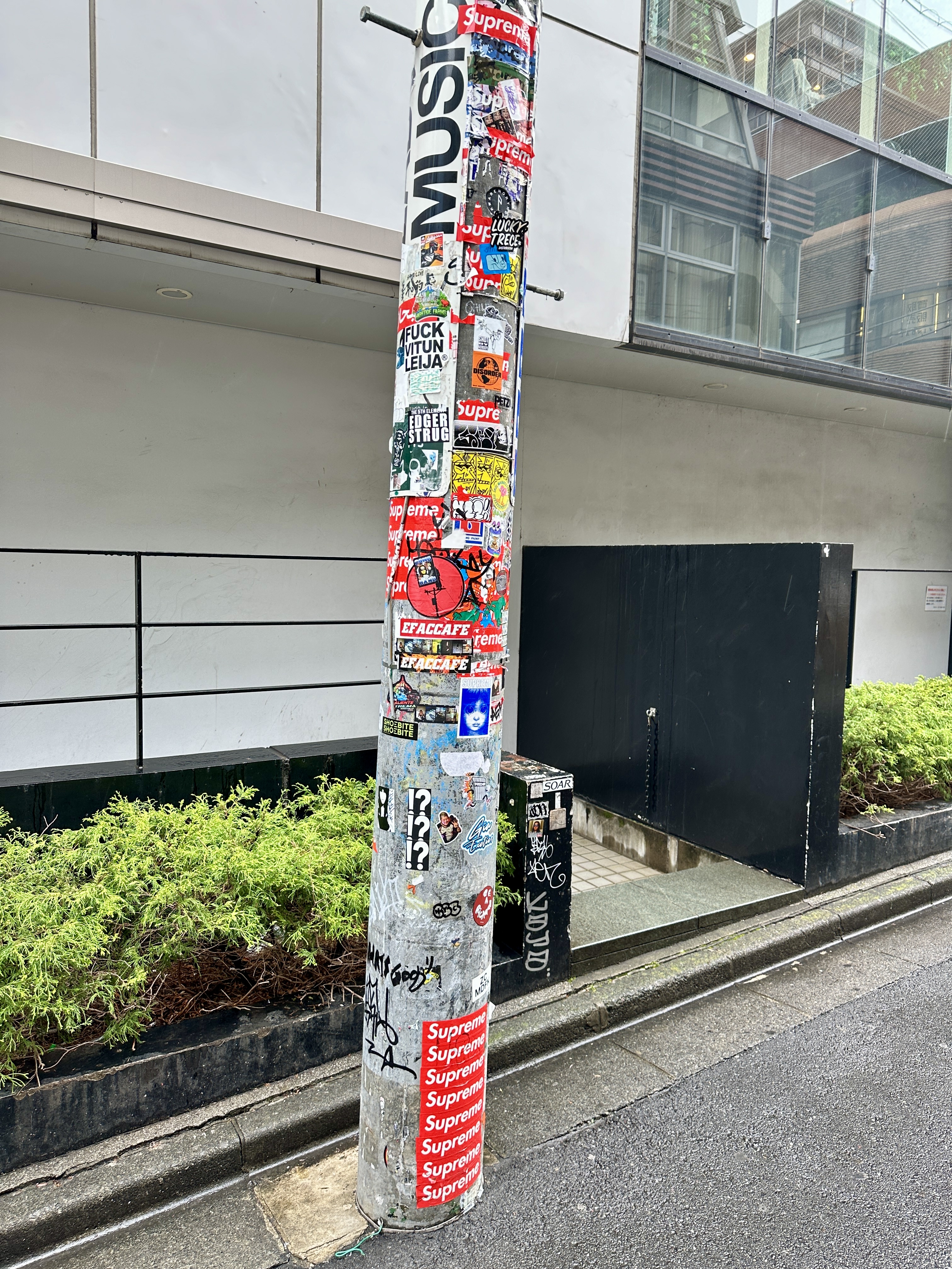 슈프림 시부야 앞 전봇대