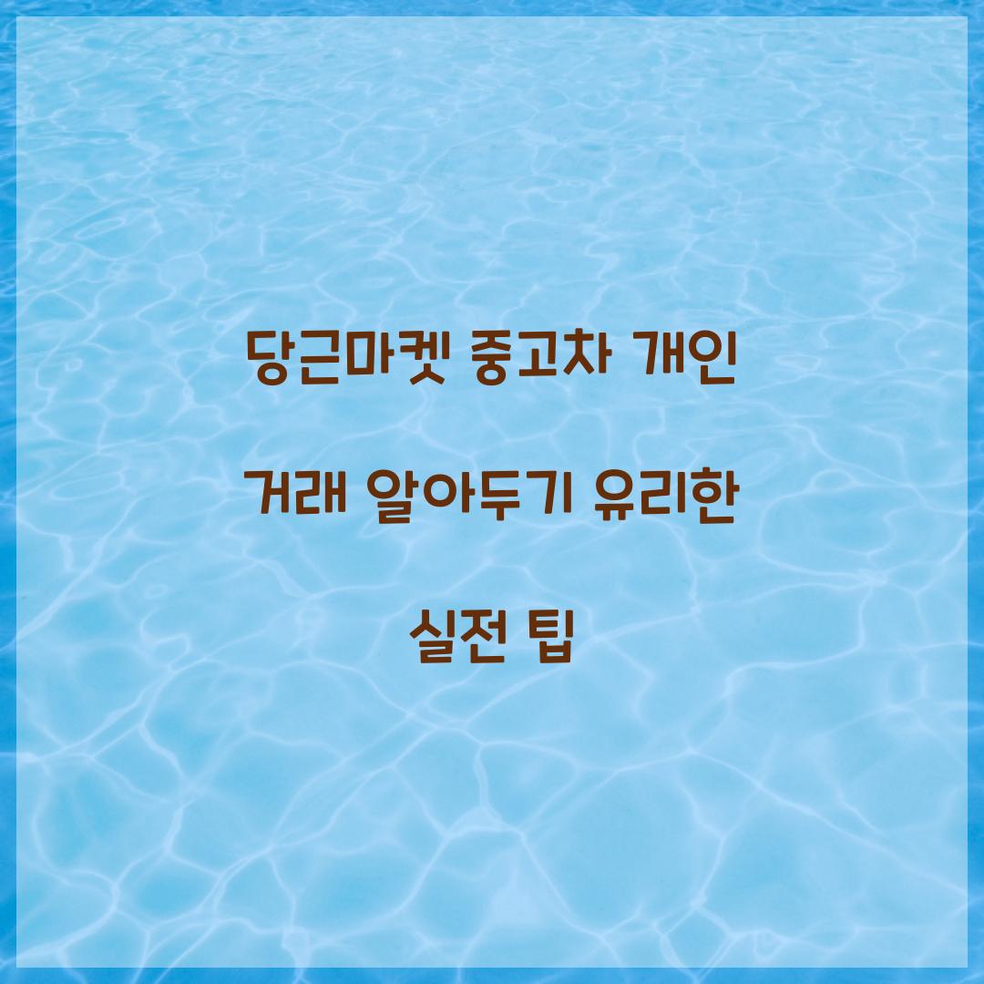 당근마켓 중고차 개인 거래