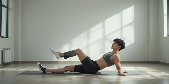 매트 위에서 기본 크런치와 트위스트 크런치 동작 각도를 비교해 상복부와 옆구리 자극 차이를 보여주는 구도