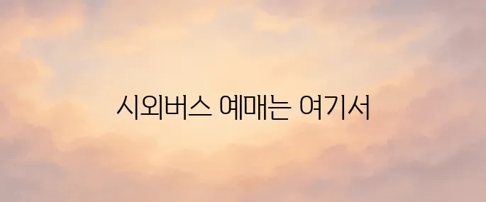시외버스 통합예매 시스템 홈페이지 바로가기
