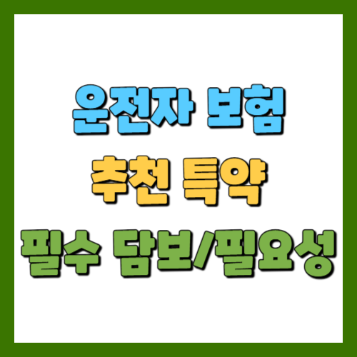 운전자 보험의 추천 특약, 필수 담보, 필요성