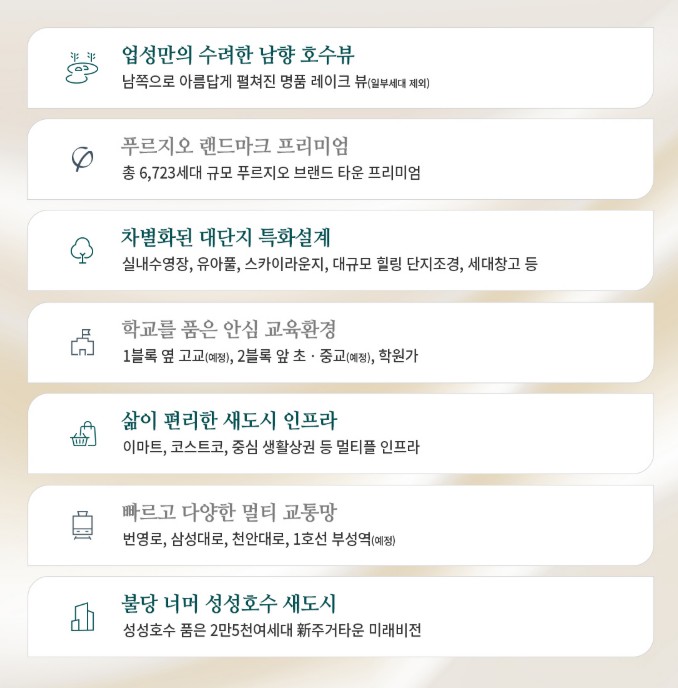 천안 업성푸르지오 레이크시티의 7가지 특화 장점