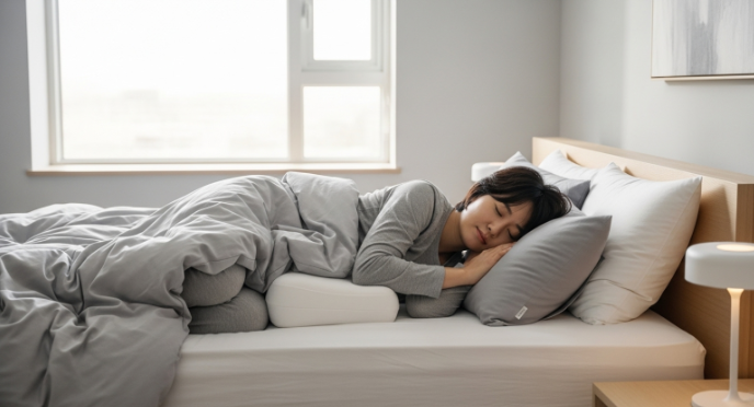 옆으로 자는 자세와 뇌 건강 관계 관련 이미지