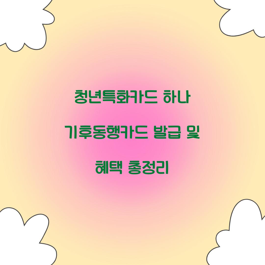 청년특화카드 하나 기후동행카드