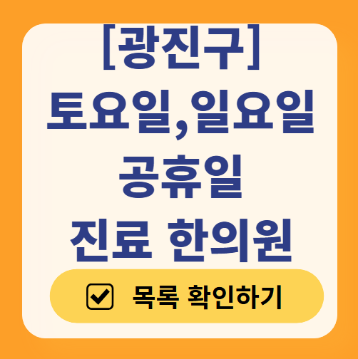 서울 광진구 일요일 문 여는 한의원 목록 ❘ 토요일, 주말, 공휴일 진료 병원 찾기