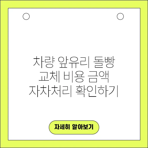 차량 앞유리 돌빵 교체 비용 금액 자차처리 확인하기