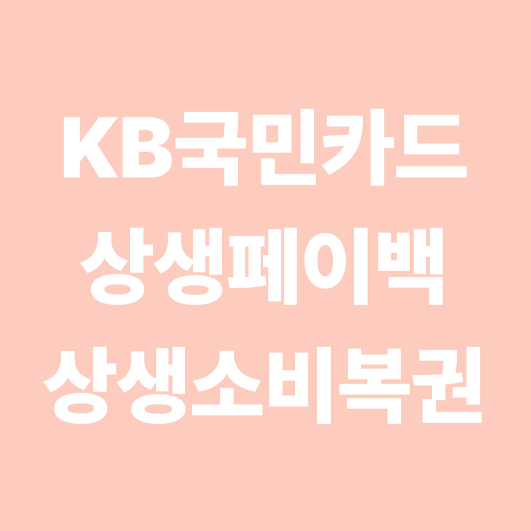 KB국민카드 상생페이백 및 상생소비복권 신청 방법