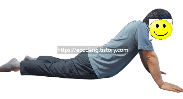 엎드려서 하는 맥켄지 신전 동작 4단계