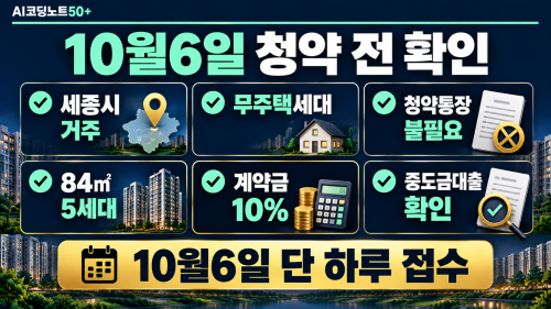 세종 우미 린 센터파크 무순위 청약 전 세종시 거주 무주택세대 5세대 계약금 중도금대출 체크리스트