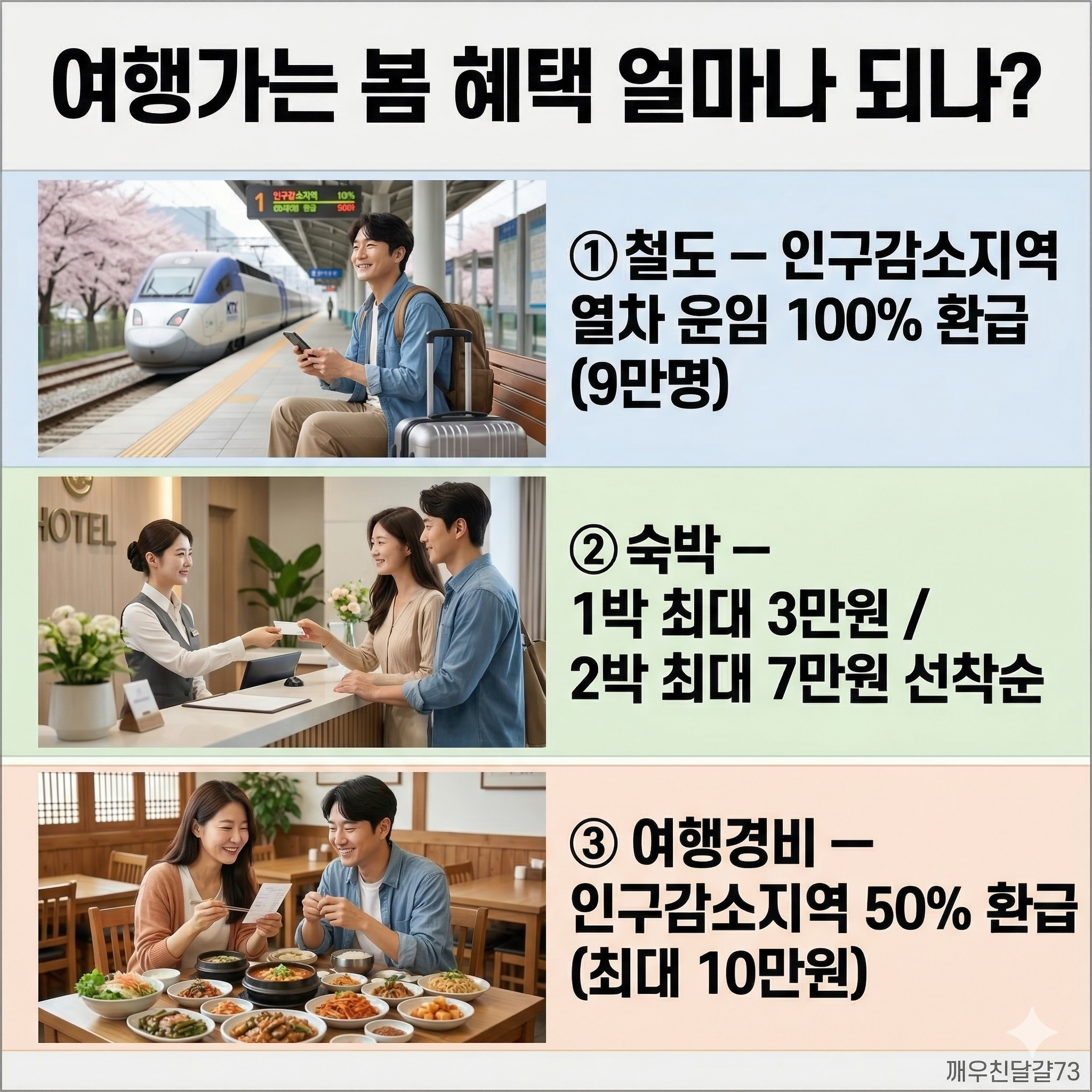 2026 여행가는 봄 &mdash; 기차 무료&middot;숙박 할인&middot;경비 50% 환급 총정리 (4~5월)
