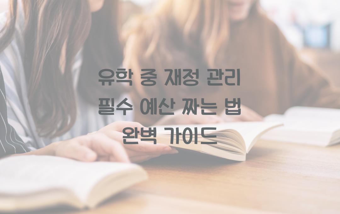 유학 중 재정 관리 필수! 예산 짜는 법 대공개