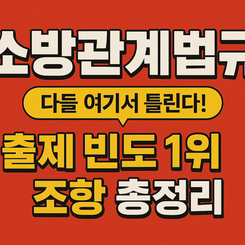 소방관계법규-시험에서-가장-자주-출제되는-조항을-강조한-강의-홍보-이미지-강렬한-붉은색-배경과-굵은-검정-테두리의-노란-글씨로-주목도-높음