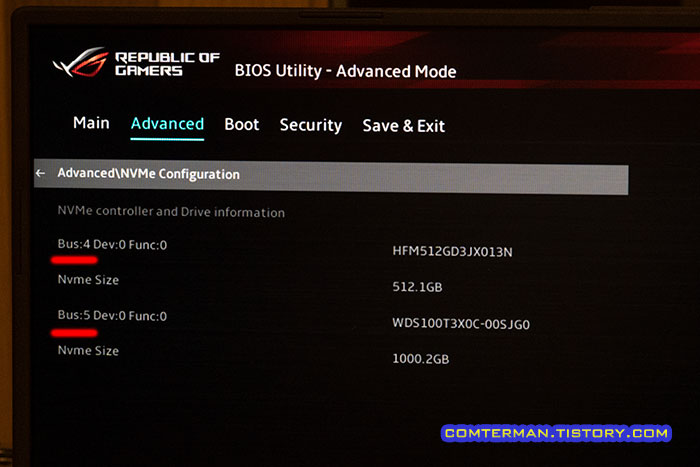 ROG Strix G17 G713QM 바이오스 SSD
