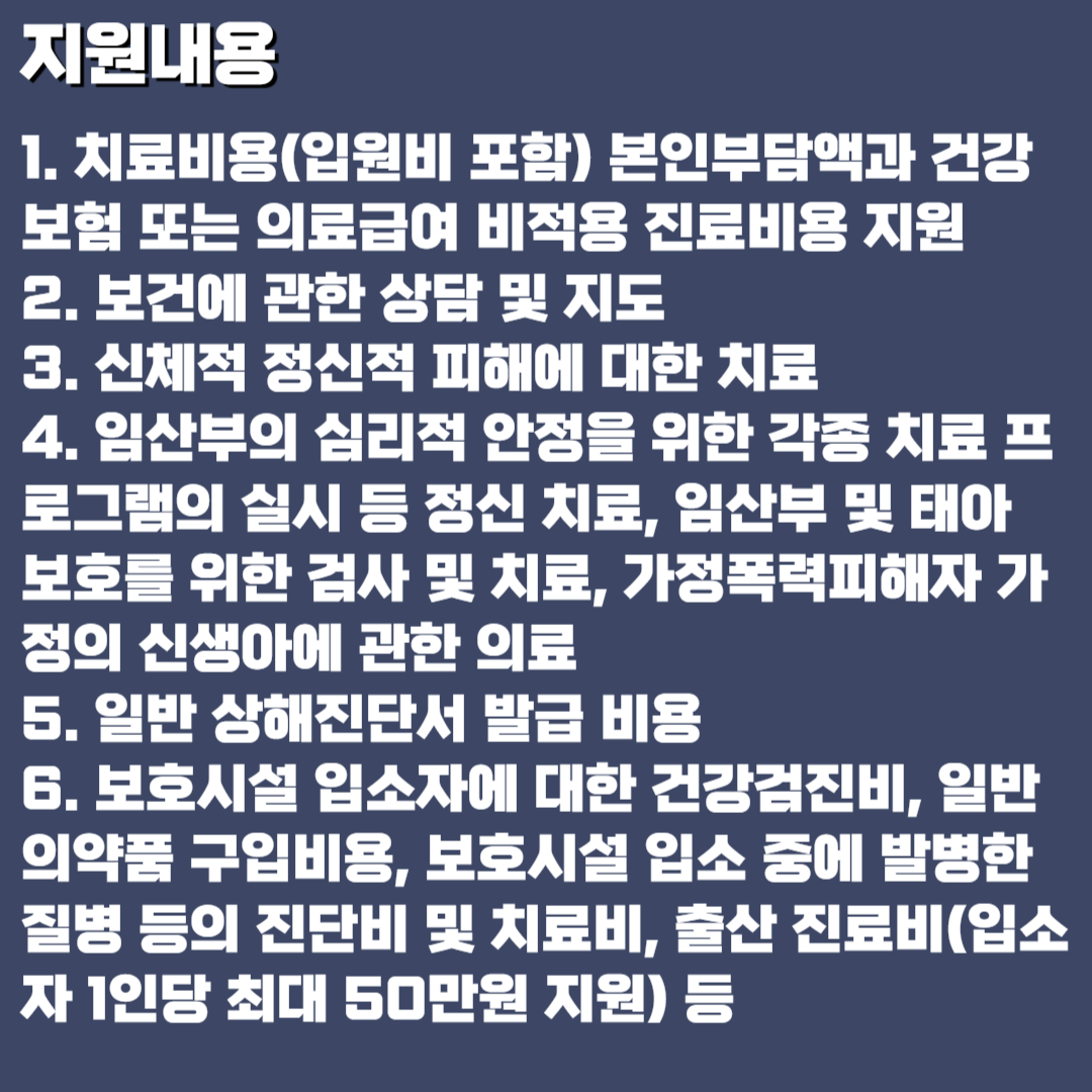 가정폭력피해자 의료비 지원