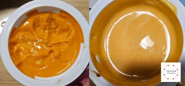 굽네치킨의 왼쪽 마블링소스-오른쪽 고블링소스