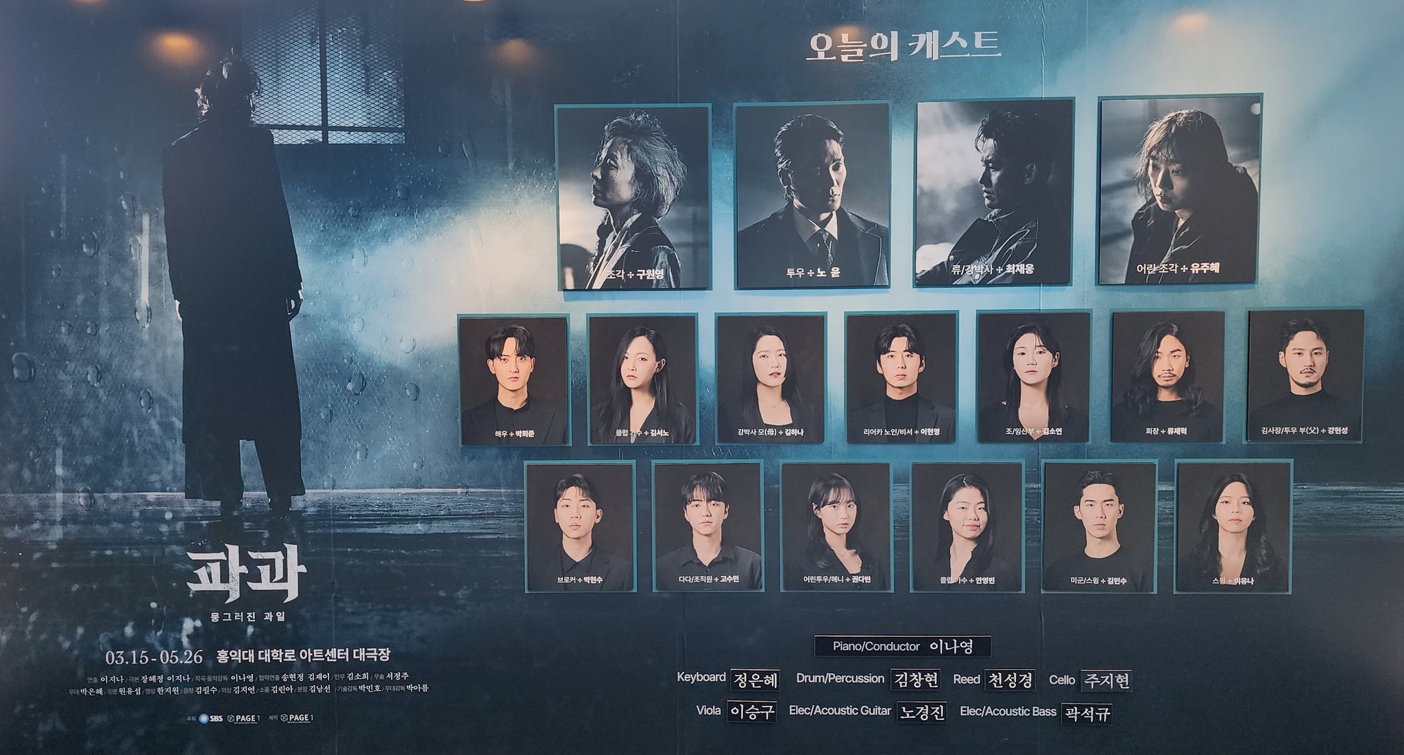 뮤지컬 파과 낮공 캐스팅 보드
조각 - 구원영
투우 - 노윤
류/강박사 - 최재웅
어린조각 - 유주혜
해우 - 박희준