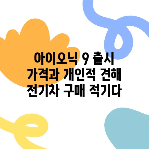 아이오닉 9 출시 가격과 개인적 견해 전기차 구매 적기다