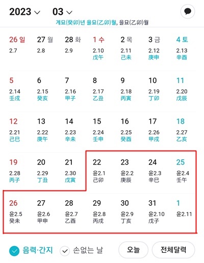 2023년윤달
