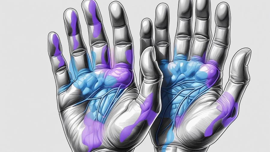 손발 저림 부위를 강조한 일러스트