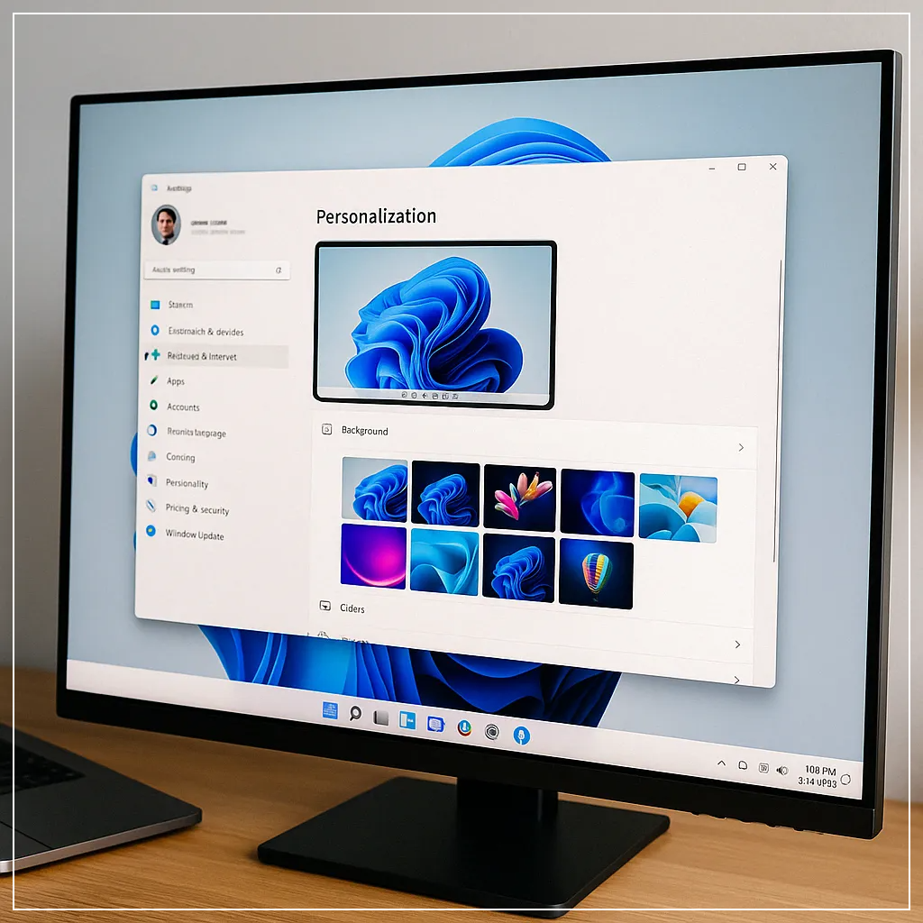윈도우 11 개인화 설정 중인 모니터 화면