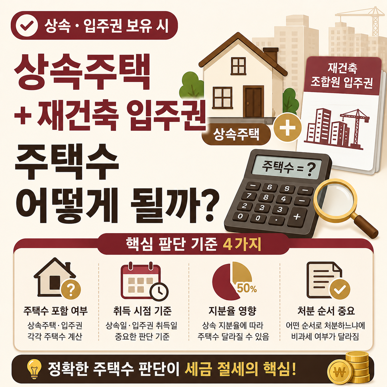 상속주택과 재건축 입주권 함께 보유시 주택수 판단 안내 이미지