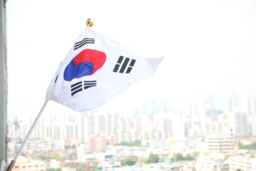 태극기 게양한 모습